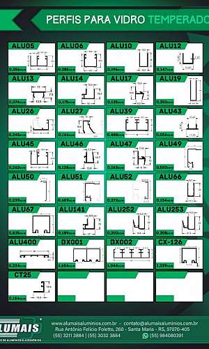 perfil alumínio para vidro temperado perfil alumínio para vidro temperado